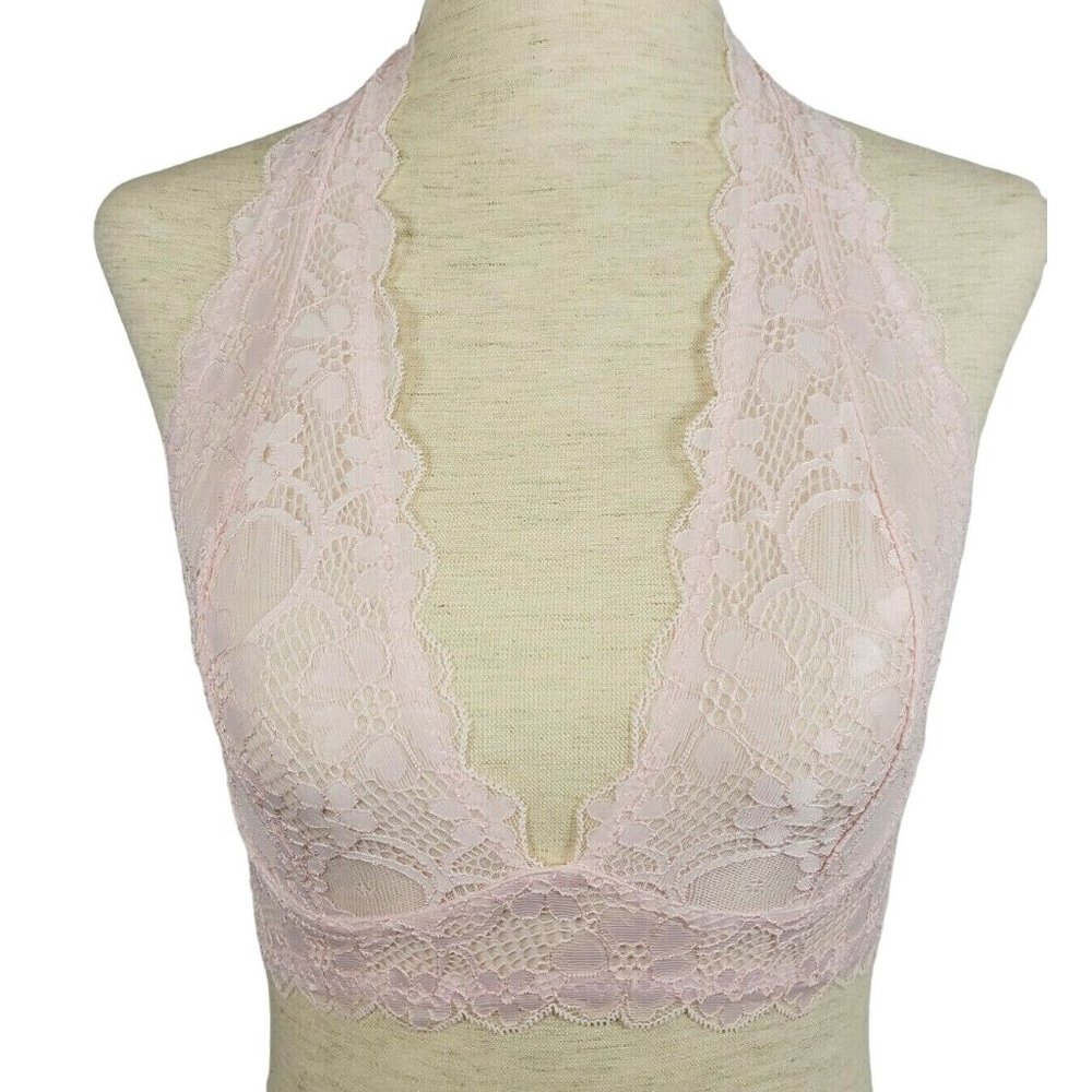Free People Women Intimates sz XS Galloon Lace halter color Pink